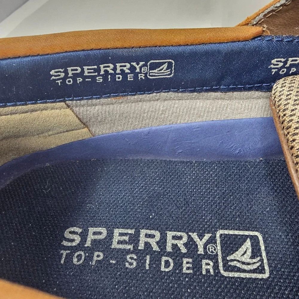 Sperry Top-Sider Billfish Boat Shoes Mens 11M Tan Leather Mesh Loafers Good